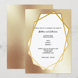 Goldminimalistisch schlichter geometrischer Rahmen Einladung