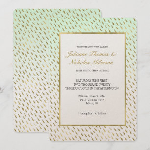Goldminte White Ombre Abstrakt Hochzeit Einladung