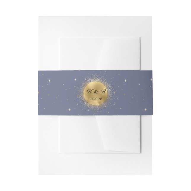 Goldmond am Himmel Mitternacht Hochzeitsbauch Einladungsbanderole (Vorderseite Beispiel)