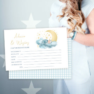 Goldmond und Sterne Baby Shower Ratschlag Grußkart Briefpapier