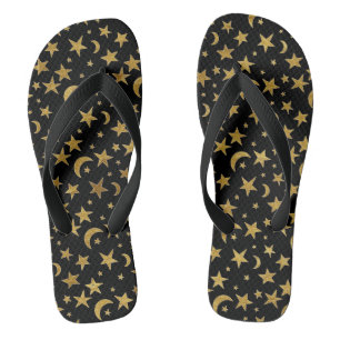 Goldmonde und -sterne flip flops