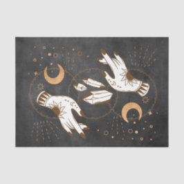 Goldmondphasen Kristalle Henna tattoo Hände Sterne Seidenpapier
