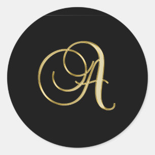 Goldmonogramm A schwarz, Runder Aufkleber