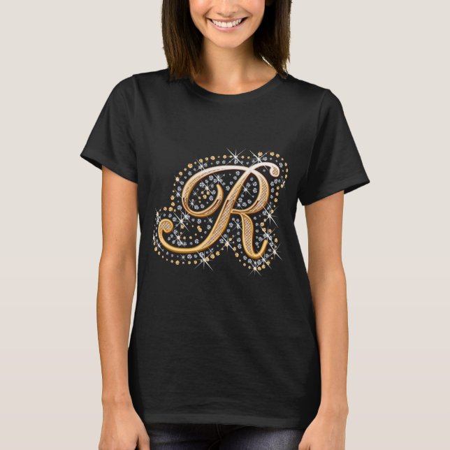 Goldmonogramm-Anfangsbuchstabe R T-Shirt (Vorderseite)