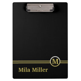 Goldmonogramm auf schwarzem Hintergrund Klemmbrett