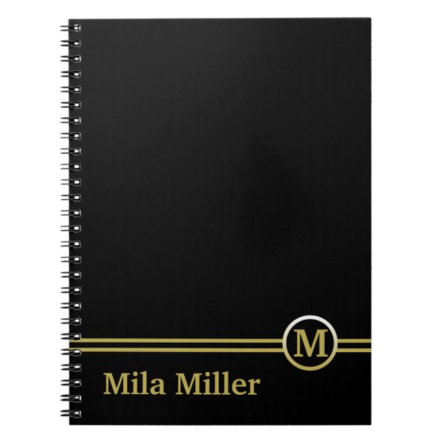 Goldmonogramm auf schwarzem Hintergrund Notizblock (Vorderseite)