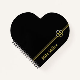 Goldmonogramm auf schwarzem Hintergrund Notizbuch