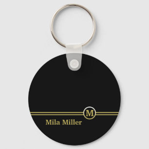 Goldmonogramm auf schwarzem Hintergrund Schlüsselanhänger