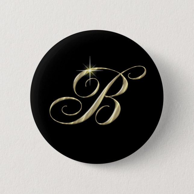 Goldmonogramm Buchstabe B Button (Vorderseite)