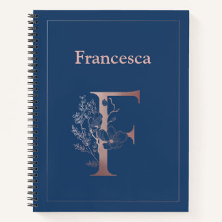 Goldmonogramm der personalisierten Rose Notizbuch