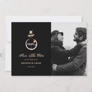 Goldmonogramm-Diamant-Hochzeitsfoto Save The Date