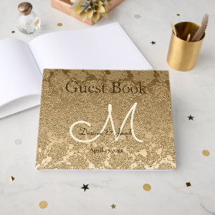 Goldmonogramm Elegante Moderne Hochzeit Gästebuch