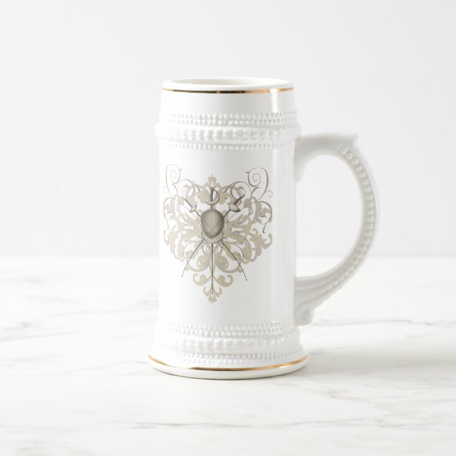 Goldmonogramm-Fechtenmasken-Goldrolle Stein Bierglas (Rechts)