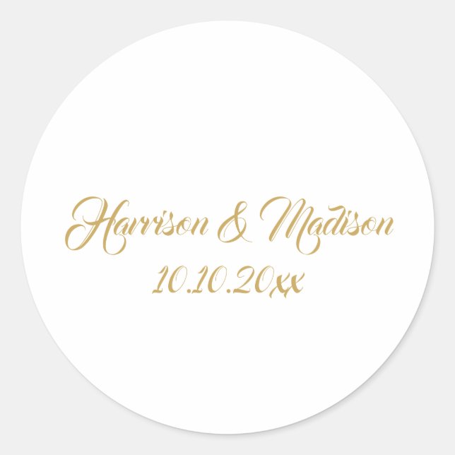 Goldmonogramm-Gastgeschenke Hochzeiten Runder Aufkleber (Vorderseite)