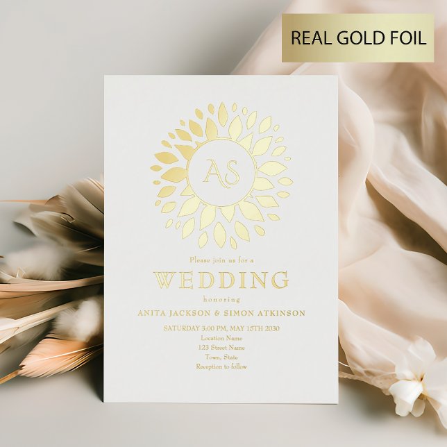 Goldmonogramm-Hochzeit Folieneinladung (Von Creator hochgeladen)