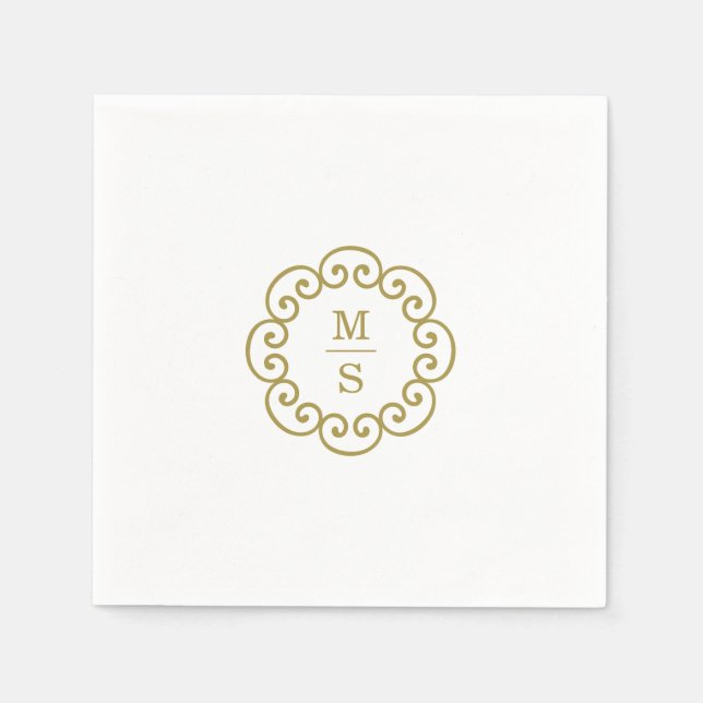 Goldmonogramm-Hochzeit Serviette (Vorderseite)