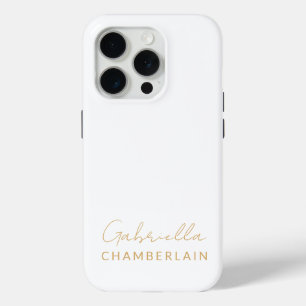 Goldmonogramm Modernes Minimalweiß Case-Mate iPhone Hülle