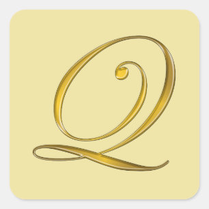 Goldmonogramm Q-Umschlagssiegel Aufkleber
