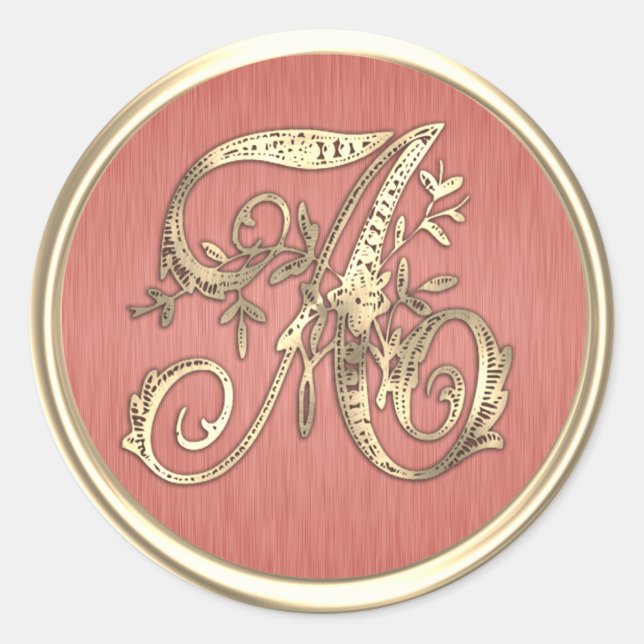 Goldmonogramm-Umschlag Aufkleber (Vorderseite)