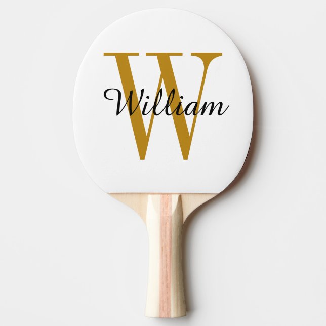 Goldmonogramm und Name Personalisiert Tischtennis Schläger (Vorderseite)