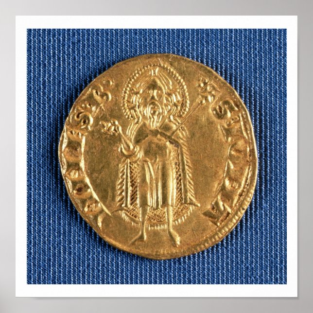 Goldmünze, mit Johannes dem Täufer, 16. Jahrhunder Poster (Vorne)
