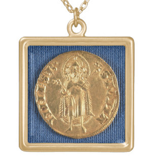 Goldmünze, mit Johannes der Baptist, 16. Vergoldete Kette