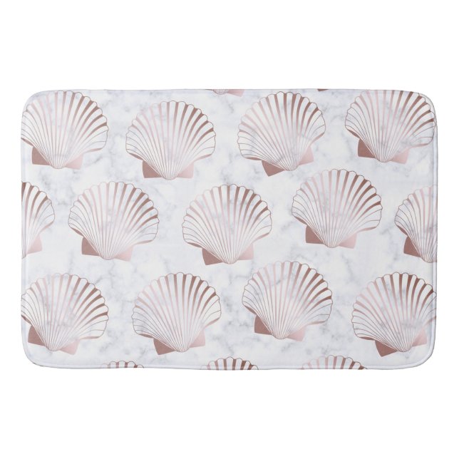 GoldMuschelmuster aus der Girly Rose und weißer Ma Badematte (Vorderseite)