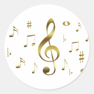 Goldmusikalische Anmerkungs-Aufkleber Runder Aufkleber