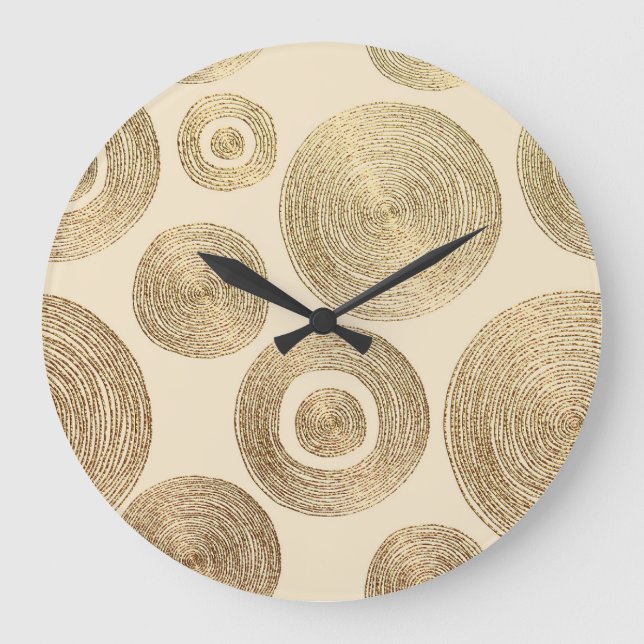 Goldmuster: glänzendes abstraktes Luxus-Design Große Wanduhr (Vorderseite)