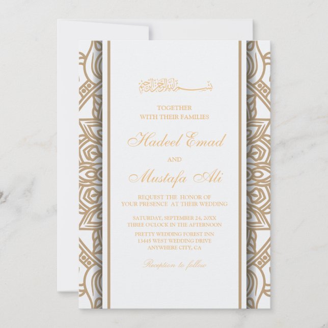 Goldmuster Nikah muslim Hochzeitseinladung Einladung (Vorderseite)