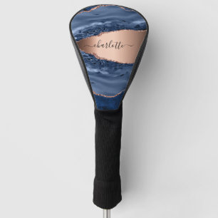 Goldnamensskript der Rose Blauer Marmor Golf Headcover