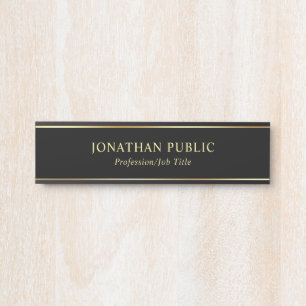 Goldnamenstext-moderne elegante schwarze Schablone Türschild