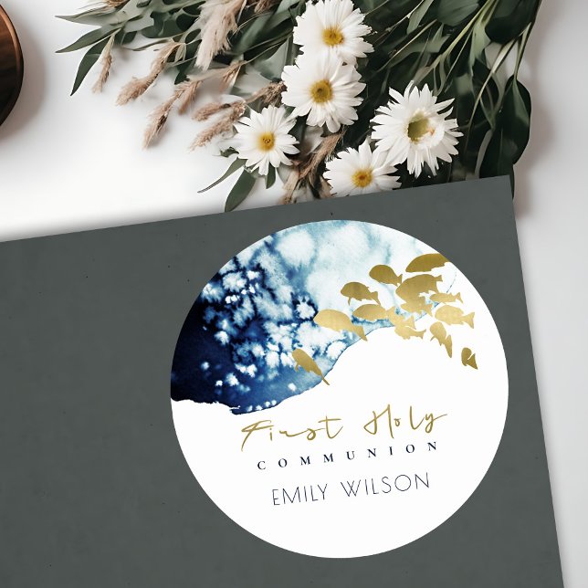 GOLDNAVEN UNTER WASSER FISH ERSTE HOLY COMMUNION RUNDER AUFKLEBER (Von Creator hochgeladen)