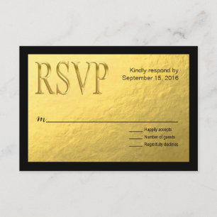 Goldnugget-Imitat-Folie mit schwarzem Kontur UAWG RSVP Karte