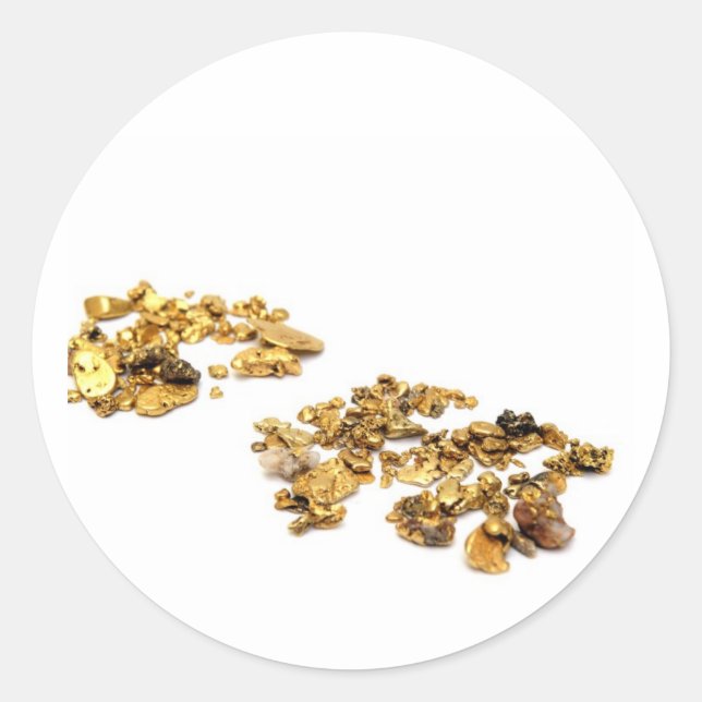Goldnuggets auf Weiß Runder Aufkleber (Vorderseite)