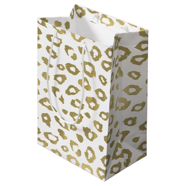 GoldOmbre Leopard-Druck Mittlere Geschenktüte (Vorderseite Schrägansicht)