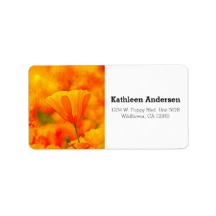 Goldorange Kalifornischer Mohn "Land Of Orange" Adressaufkleber
