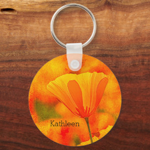 Goldorange Kalifornischer Mohn "Land Of Orange" Schlüsselanhänger