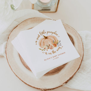 Goldorange Süße kleine Kürbisbaby-Dusche Serviette