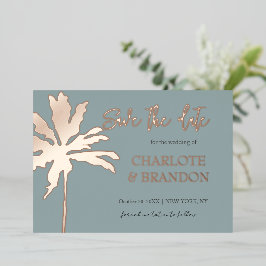 Goldpalm Tree Beach Hochzeit Save the Date Folieneinladung