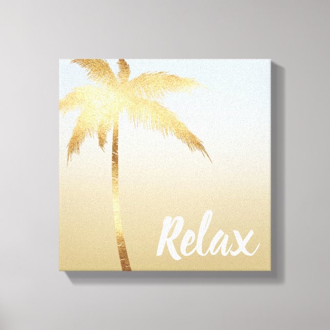 Goldpalm Tree Ombre Leinwanddruck (Vorderseite)
