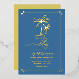 Goldpalme Tree Coastal Chic Hochzeit Folieneinladung
