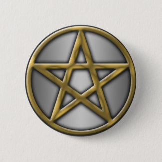 GoldPentagramm auf Silber Button