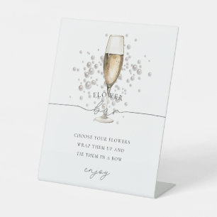 Goldperlen & Prosecco Champagner Blume Bar Sockelschild