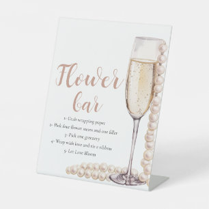 Goldperlen & Prosecco Champagner Blume Bar Sockelschild
