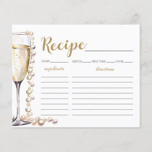 Goldperlen und Prosecco Brautparty Rezept-Karte