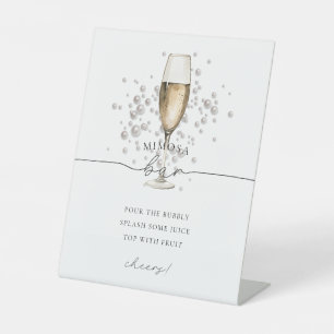 Goldperlen und Prosecco Champagner Mimosa Bar Sign Sockelschild