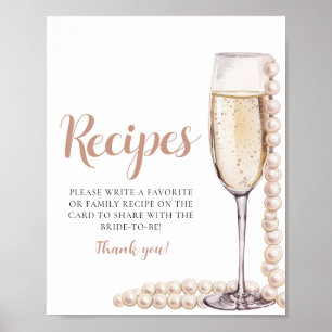 Goldperlen und Prosecco Champagnerrezepte Zeichen Poster