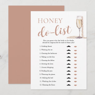 Goldperlen und Prosecco Honey Do List Braut-Spiel Einladung