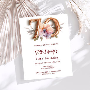 Goldpfirsichblüte 70. Geburtstag Luxus Einladung
